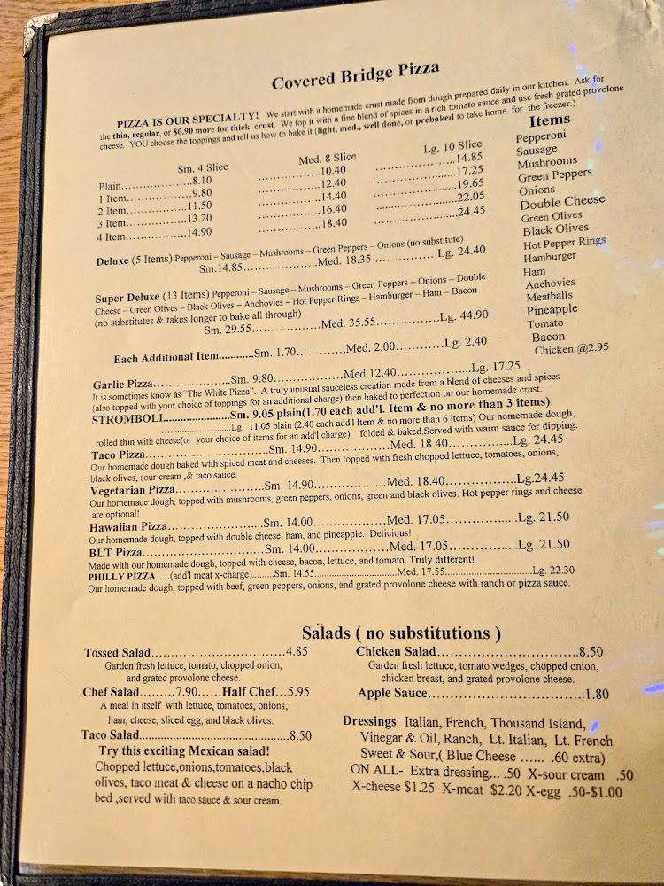 Covered Bridge Pizza Parlor Menu image 1