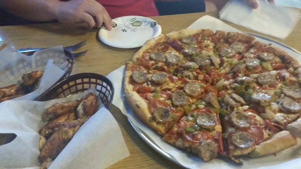 Pizza with Sausage Pepperoni Green Peppers